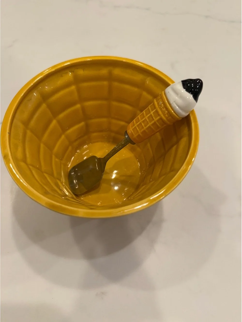 Ceramic Ice Cream Cone Bowl with Matching Spoon